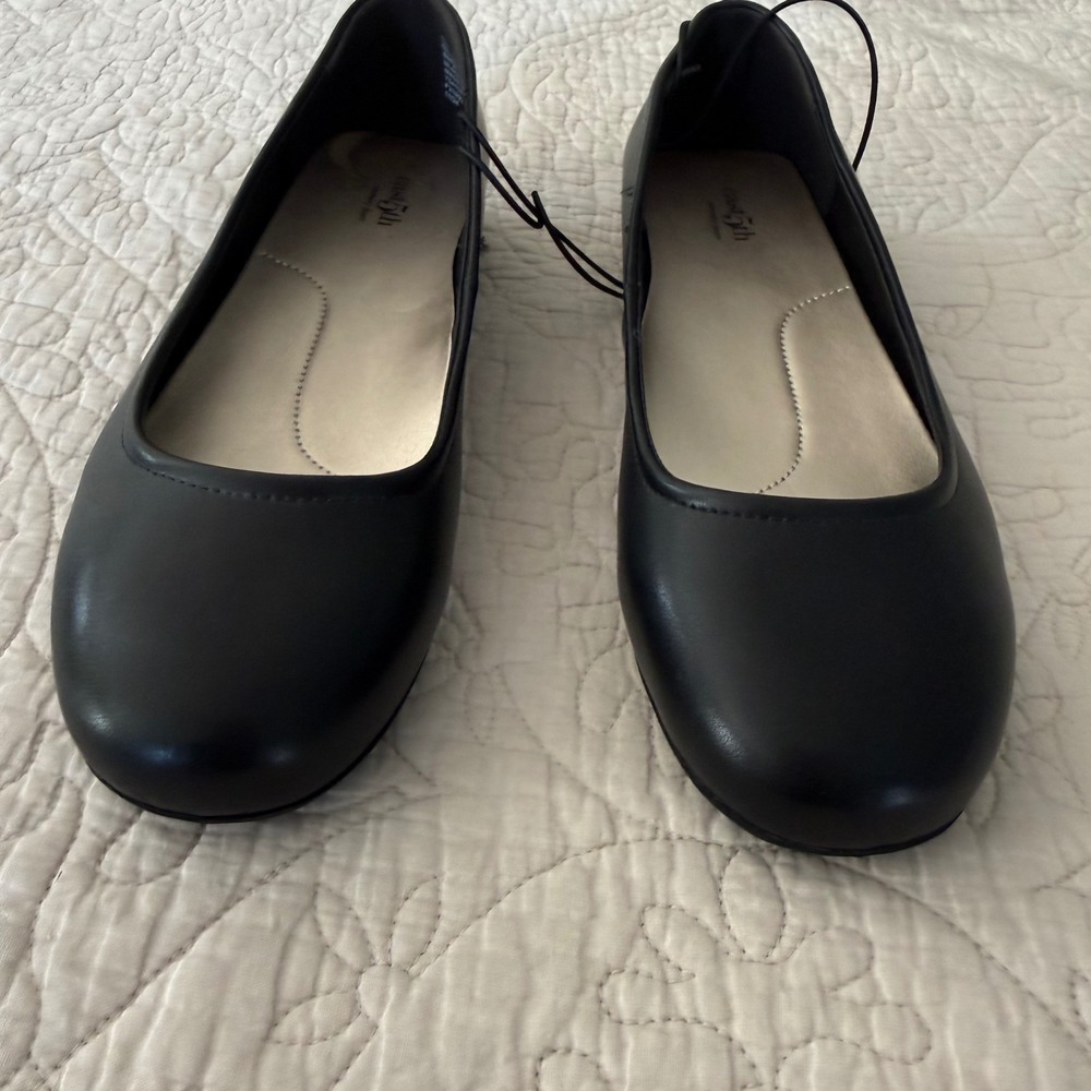 East 5th Erin Ballet Flats Womens 10W Black Memory Foam Wide Width NWOT